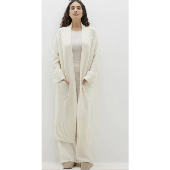 Naked Cashmere Tilyn Ecru Cream Longline Duster Cardigan Pockets Thick Cashmere - Picture 1 of 13